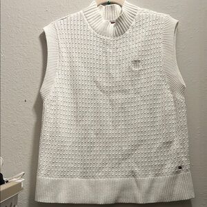 Tommy Hilfiger White Cable Knit Vest